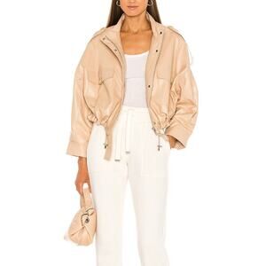 Bubish Revolve Jacket Womens Size S Savannah Lambskin Leather Zip Snap Caramel